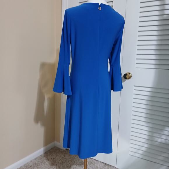 Tommy HIlfiger SZ 2 Royal Blue Long-bell-sleeved Knee-Length Hidden Zipper Dress - Picture 6 of 11